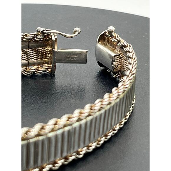 Milor Italy 925 Sterling Silver Rope Chain Elegant Bracelet 7.5" 25g, 13mm Wide - Picture 15 of 16